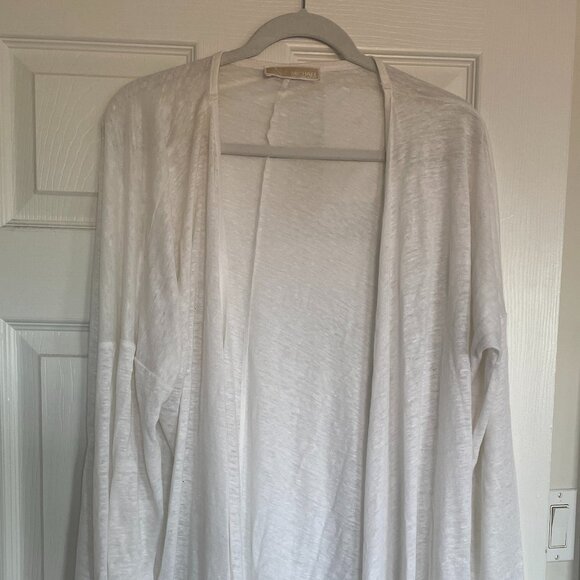 Michael Kors Linen-Blend Coverup Cardigan in white - Picture 4 of 8